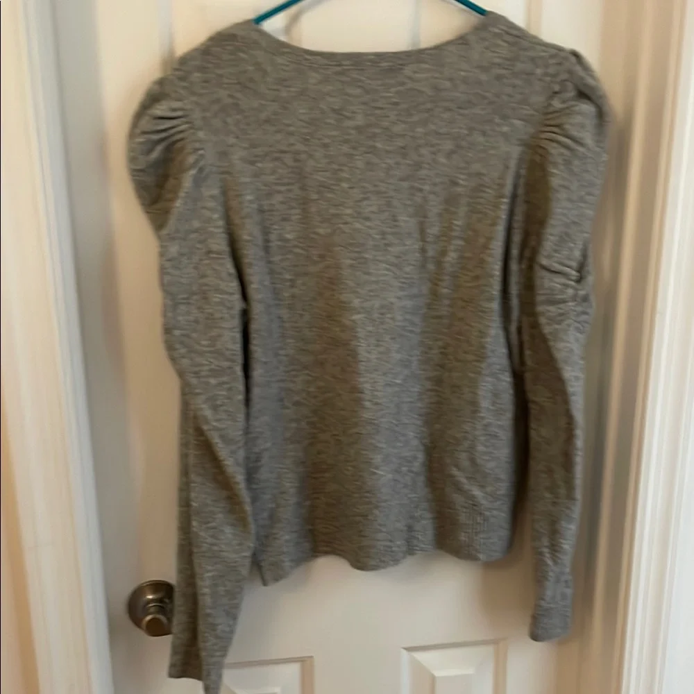 White House Black Market Gray Ruched Long Sleeve sweater - Picture 3 of 3